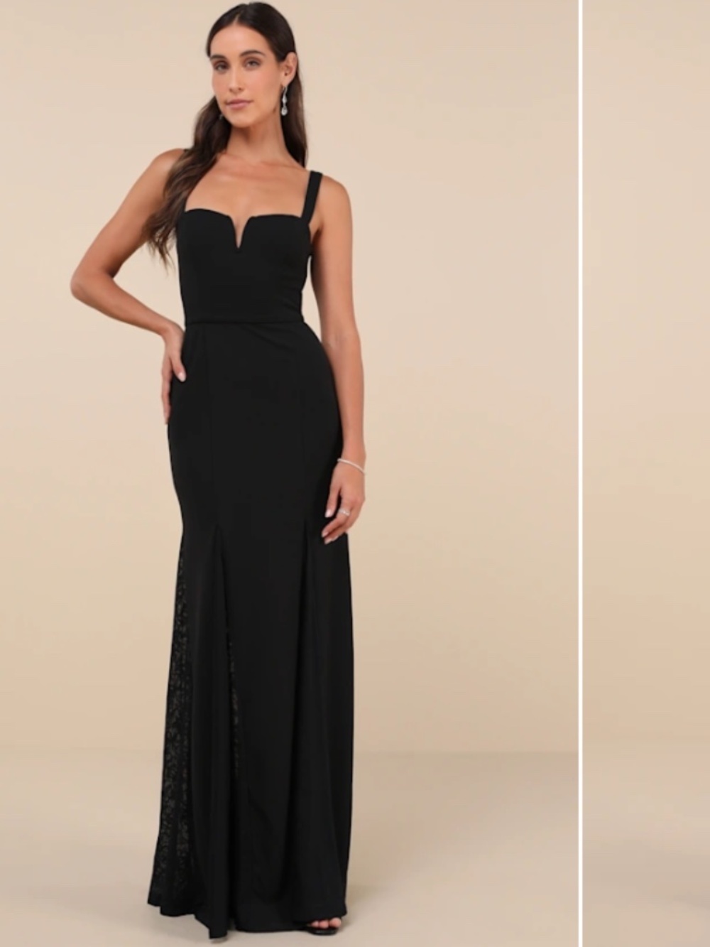 LULU's Sexy Lace FLowy Prom Wedding Modern Chic Mermaid Maxi Dress